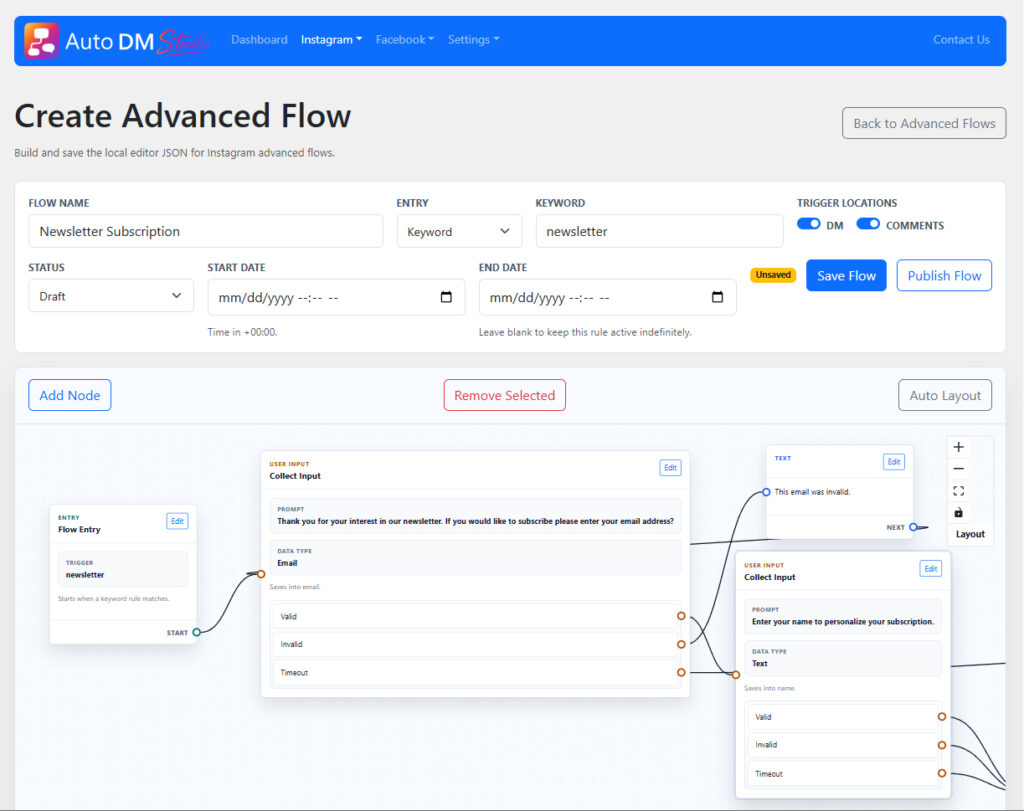Create Advanced Conversation Flows to capture user inputs.
