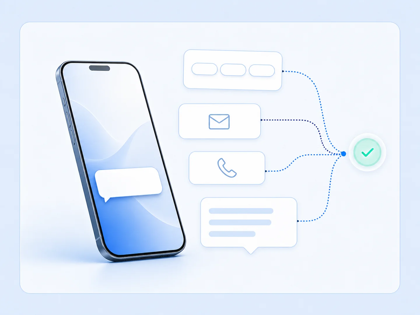 Conceptual automated conversation collecting several types of customer responses